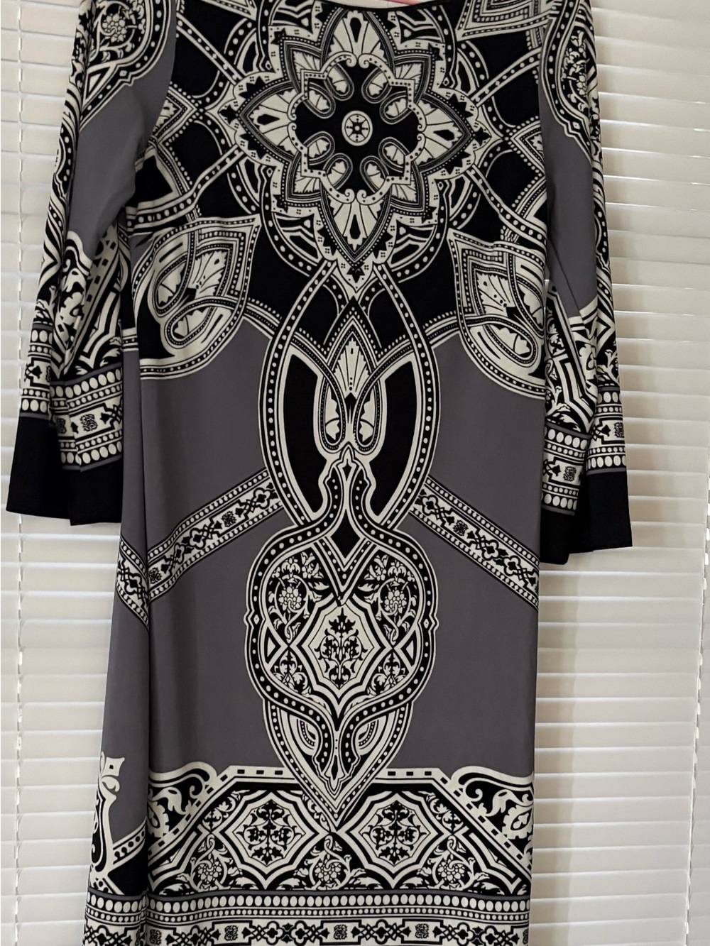 Elegant Black & Gray Patterned Women's Dress
